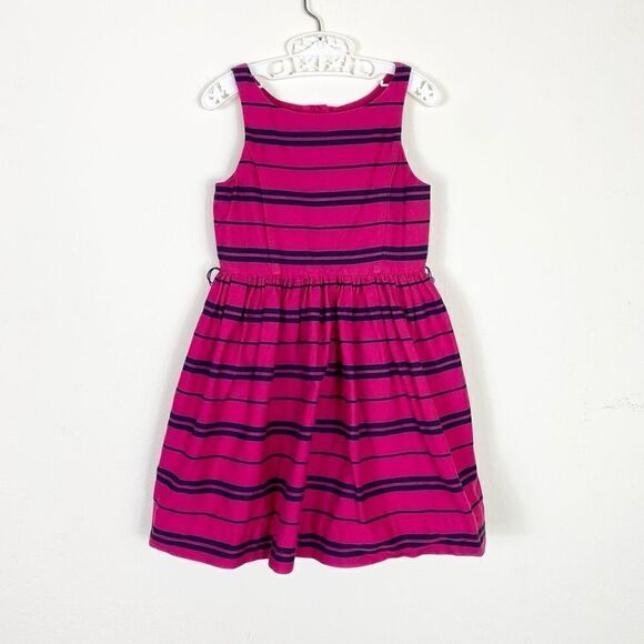 Girl’s Size 5 Polo Ralph Lauren Hot Pink & Navy Striped Button Back A Line Dress - Picture 1 of 4